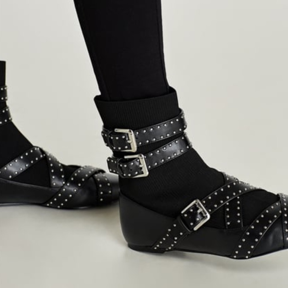 Zara pointy straps studded ankle socks boots - Picture 2 of 8